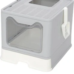 Credom Kattenbak Zelfreinigend – Huisdier Toilet Lade Met Schep – Automatische Kattenbak – Grijs – 38 X 41 X 51 Cm