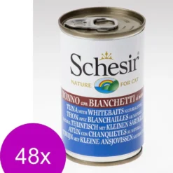 Schesir Kat Blik Gelei 140 G – Kattenvoer – 48 X Tonijn&Ansjovis