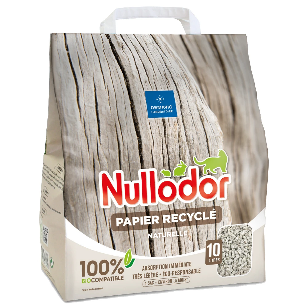 2x10l Nullodor Kattenbakvulling Papier Recyclé Kat