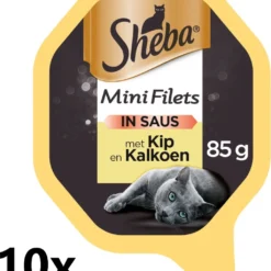 Sheba Alu – Mini Filets In Saus – Kip & Kalkoen – 10x85g – Kattenvoer Kuipje