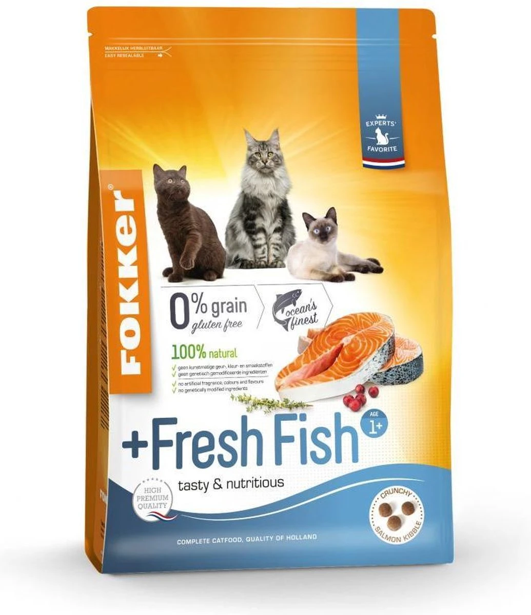 3x Fokker Cat Fresh Fish Kattenvoer Verse Zalm 2,5 Kg
