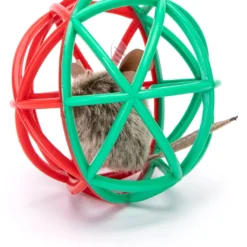 Nobleza Kattenbal Met Piepende Muis – Kattenspeelgoed – Kitten Speelgoed – Katten Speelbal – Speelmuis – Piepende Muis – Katten Muis – Groen / Rood