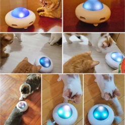 Ufo Huisdier Draaitafel Catching Training Slimme Speelgoed Vervangbare Veer Interactieve Cat Toy Smart Teaser Automatische Veer Teaser Kat Speelgoed