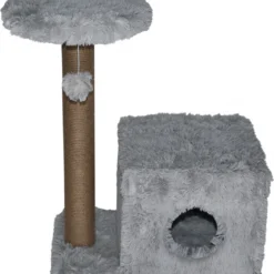 Topmast Krabpaal Fluffy Nevada – Grijs – 72 X 39 X 80 Cm – Made In EU – Krabpaal Voor Katten – Met Kattenhuis – Sterk Sisal Touw