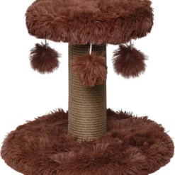 Topmast Krabpaal Fluffy Rio – Bruin – 39 X 39 X 34 Cm – Krabpaal Voor Katten – Met Kattenspeeltjes – Duurzaam Sisal Touw