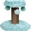 Topmast Krabpaal Fluffy Rio – Lichtblauw – 39 X 39 X 34 Cm – Krabpaal Voor Katten – Met Kattenspeeltjes – Duurzaam Sisal Touw