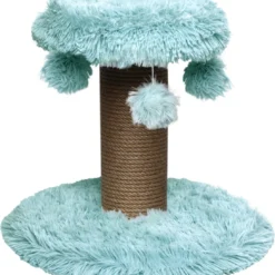 Topmast Krabpaal Fluffy Rio – Lichtblauw – 39 X 39 X 34 Cm – Krabpaal Voor Katten – Met Kattenspeeltjes – Duurzaam Sisal Touw