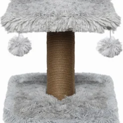 Topmast Krabpaal Fluffy Langhaar – Nairobi – Grijs – 34 X 34 X 34 Cm – Krabpaal Voor Katten – Met Kattenspeeltjes – Duurzaam Sisal Touw