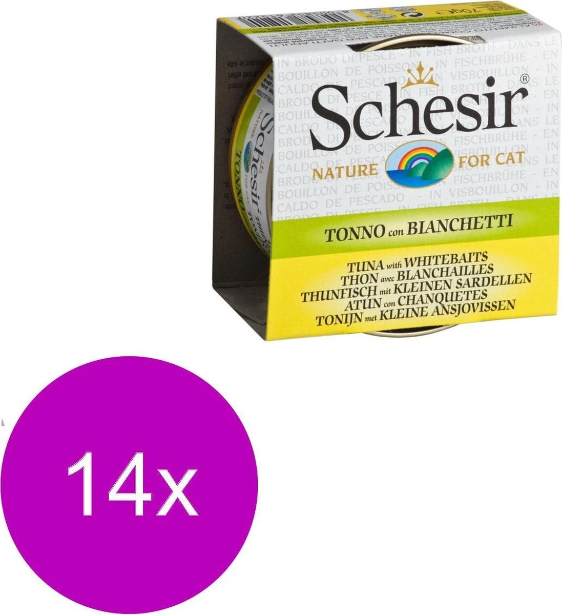 Schesir Kat Bouillon 70 G β Kattenvoer β 14 X Tonijn&Ansjovis Blik