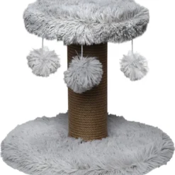 Topmast Krabpaal Fluffy Rio – Grijs – 39 X 39 X 34 Cm – Krabpaal Voor Katten – Met Kattenspeeltjes – Duurzaam Sisal Touw