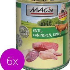 MAC’s Kattenvoer Natvoer Blik – 70% Eend, Konijn En Rund – 6 X 400g