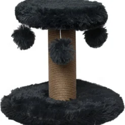 Topmast Krabpaal Fluffy Rio – Zwart – 39 X 39 X 34 Cm – Krabpaal Voor Katten – Met Kattenspeeltjes – Duurzaam Sisal Touw