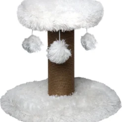 Topmast Krabpaal Fluffy Rio – Wit – 39 X 39 X 34 Cm – Krabpaal Voor Katten – Met Kattenspeeltjes – Duurzaam Sisal Touw