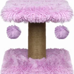Topmast Krabpaal Fluffy Langhaar – Nairobi – Lila – 34 X 34 X 34 Cm – Krabpaal Voor Katten – Met Kattenspeeltjes – Duurzaam Sisal Touw