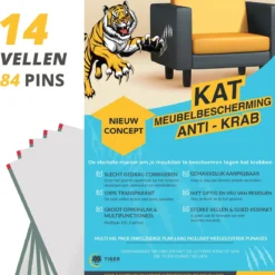 Tiger Guard Anti Krab Vellen – Anti Krab Katten – Krabpaal – Bankbeschermer Kat – 14 XXL Vellen