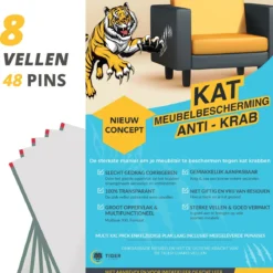 Tiger Guard Anti Krab Vellen – Anti Krab Katten – Krabpaal – Bankbeschermer Kat – 8 XXL Vellen