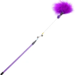 Nobleza Kattenhengel Met Pluimveren En Belletje – Kattenhengel Met Kralen – Kattenspeelgoed – Kattenspeeltje – Kittenspeelgoed – Kattenstok – Speelhengel Kat – Katten Speelhengel – Paars