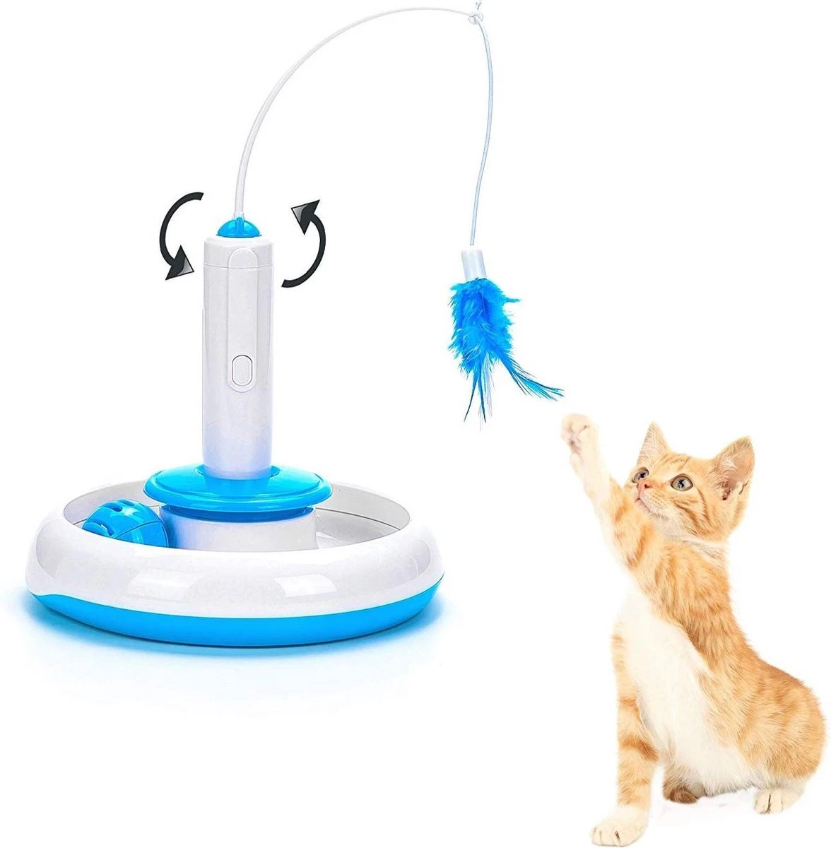 Kattenspeelgoed Puzzel β Automatische Rotterende IQ Speelgoed β Training Pluche Voor Katten β Krabpaal