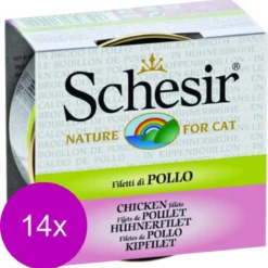 14x Schesir Kattenvoer Kipfilet In Bouillon 70 Gr