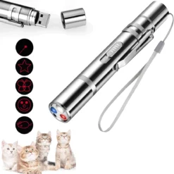 Kattenspeelgoed Voor Indoor Katten Volwassen Kittens, Interactieve Kattenhond Speelgoed LED Pointer, USB Oplaadbare Pen Licht Red Dot Kitten Chaser Speelgoed, Kattenteaser Wand Muis Speelgoed, Pet Kras Oefening Gereedschap