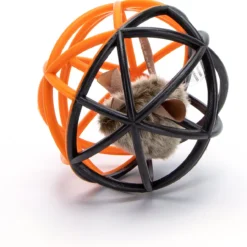 Nobleza Kattenbal Met Piepende Muis – Katten Speelbal – Kattenspeelgoed – Kitten Speelgoed – Speelmuis – Piepende Muis – Katten Muis – Zwart / Oranje