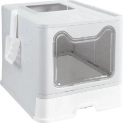 Happyment Hygiënische Kattenbak Met Lade – Kattentoilet WC – Afsluitend – Kleine & Grote Katten