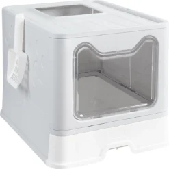 Topshelf Kattenbak Accessoires – Makkelijk Te Reinigen – Geurbestendig – Opvouwbaar – Inclusief Schep – Grijs