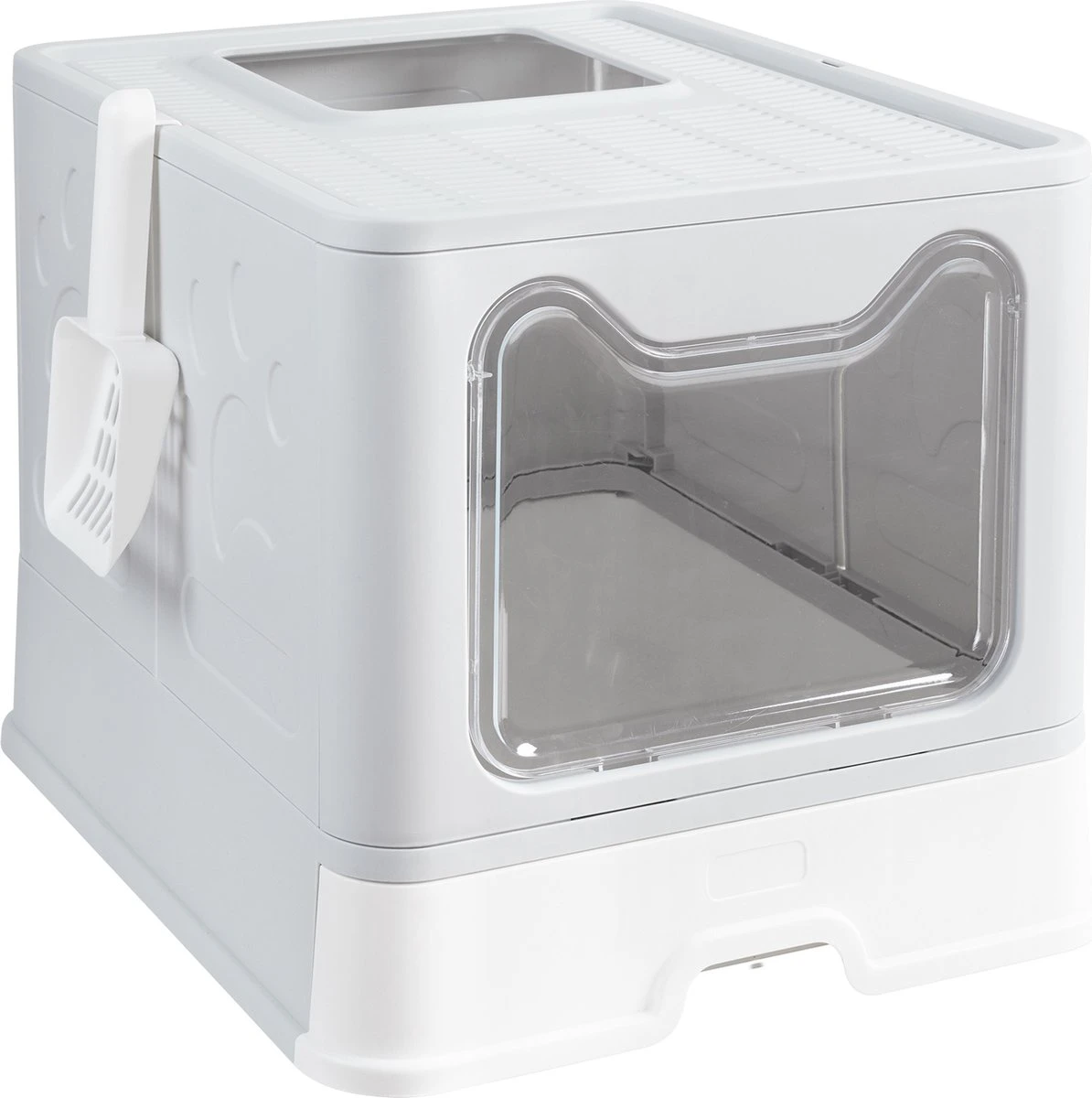 Topshelf Kattenbak Accessoires – Makkelijk Te Reinigen – Geurbestendig – Opvouwbaar – Inclusief Schep – Grijs