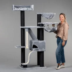 Krabpaal Voor Grote Katten Kilimandjaro De Luxe Blackline Crown Licht Grijs Van RHRQuality