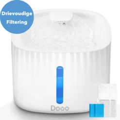 DOWO® – Drinkfontein Kat/Hond – Waterfontein Kat – Kattenfontein – Drinkfontein 3L – Wit – Dieren Drinkbakken – Geen LED Licht – Waterdispenser – Met Filter