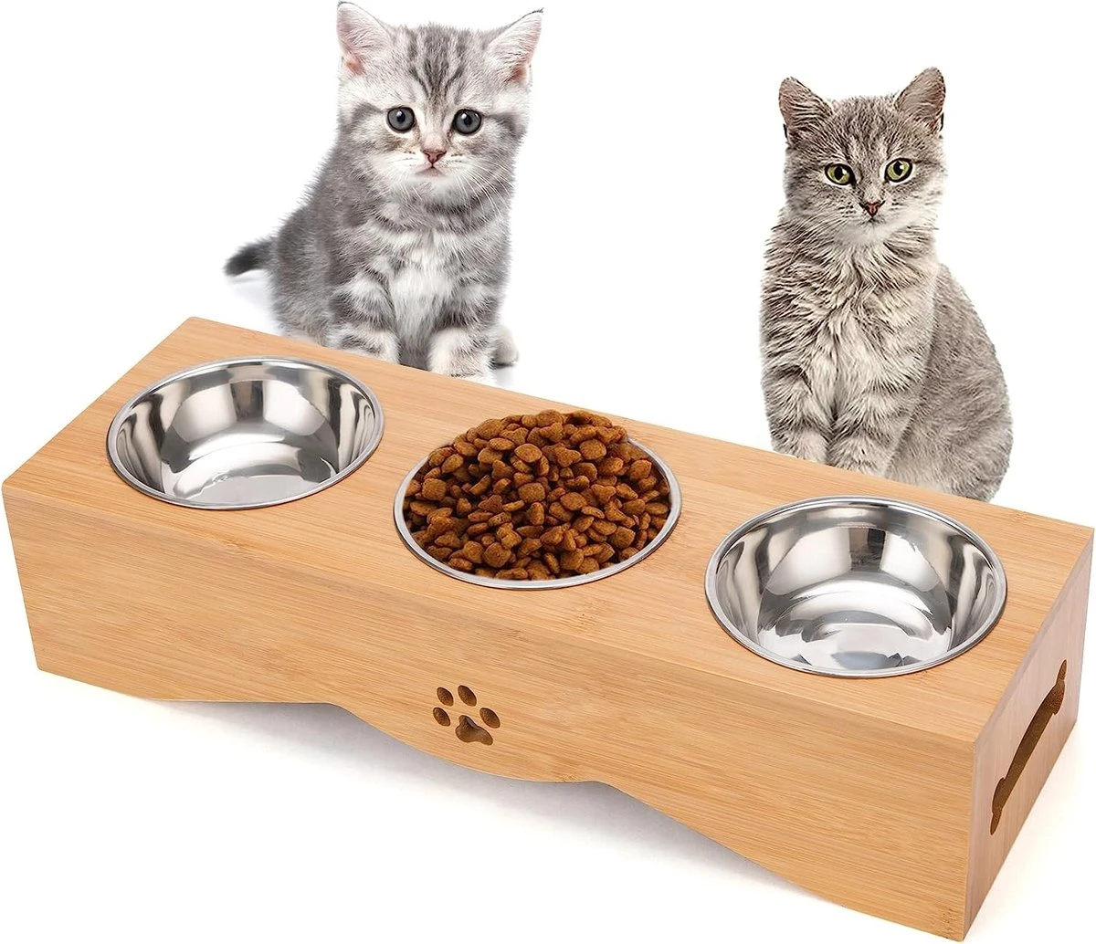 Voederstation Kat, Kattenbak, Kattenbak Op Bakstandaard, 3-delige Batches Are Coming, Voederbakset Voor Water In Voer, Voederbakken Voor Katten Of Small Dogs