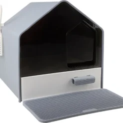 MaxxPet Kattenbak – Kattentoilet Incl. Schep En Kattenbakmat 46x41x46cm – Grijs