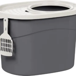 Iris Ohyama Top Entry Kattenbak TECL-20 – Kunststof – Grijs/Wit – Met Schepje