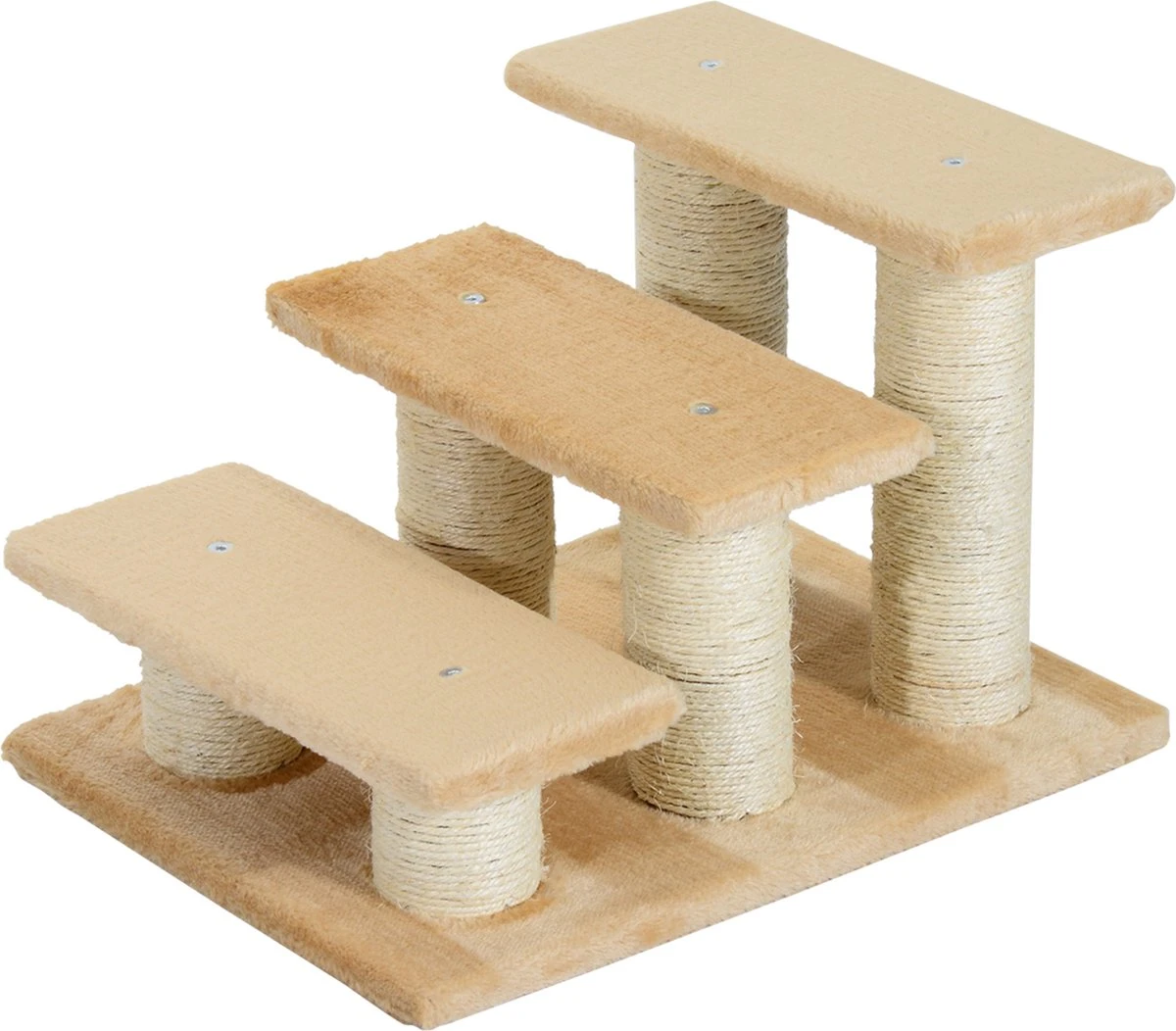 PawHut Dierentrap Kattentrap Hondentrap Trap Voor Katten En Honden 3 Treden Crème D33-003