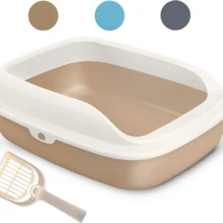 Kattenverzorging, Kattentoilet, Schaaltoilet, Kattenbakschaal, Open, Van Kunststof, Met Schep, Maat S, Bruin