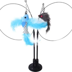 Kattenspeelgoed – Dubbele Teaser Op Standaard – Interactieve Kat Speelgoed – Kattenspeeltjes – Met Vis & Muis