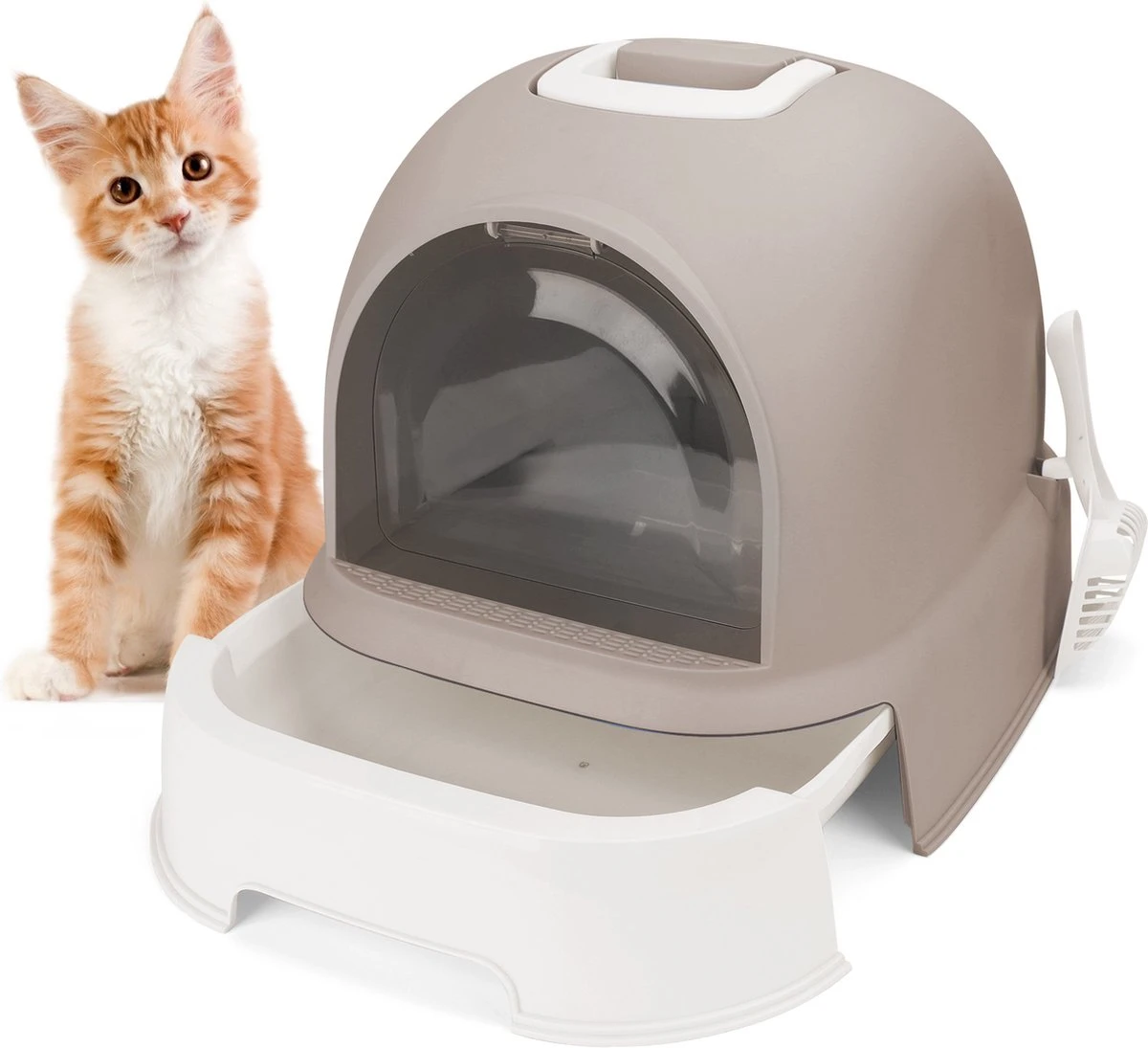 Nobleza 48WLZ β Kattenbak Met Lade β Kattentoilet Met Schepje β 52x42x38.5CM β Bruin