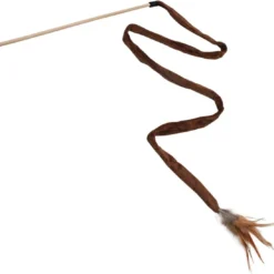 Nobleza Kattenhengel Met Veer – Kattenspeelgoed – Speelhengel Kat – Speelstok Kat – Katten Speelhengel – Kattenspeelstok – Hengel Kat – Knisperend Kattenspeeltje – Bruin