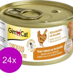 Gimcat Superfood Shinycat Duo 70 G – Kattenvoer – 24 X Kipfilet&Wortel