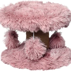 Topmast Krabpaal Fluffy Lycia – Roze – 25 X 25 X 20 Cm – Made In EU – Krabpaal Voor Kittens – Met Kattenspeeltjes – Sterk Sisal Touw – Mini Krabpaal