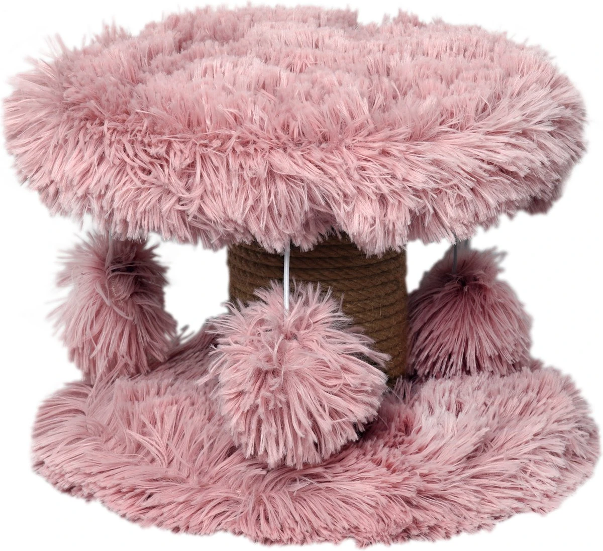 Topmast Krabpaal Fluffy Lycia – Roze – 25 X 25 X 20 Cm – Made In EU – Krabpaal Voor Kittens – Met Kattenspeeltjes – Sterk Sisal Touw – Mini Krabpaal