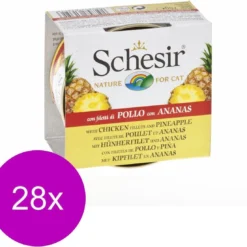 Schesir Kat Blik Gelei 75 G – Kattenvoer – 28 X Kip&Ananas