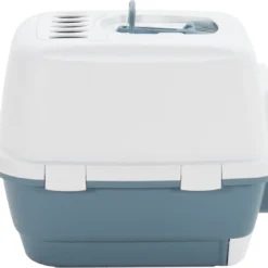 VidaXL Kattenbak Met Deksel 58x45x48 Cm Polypropeen Wit En Blauw