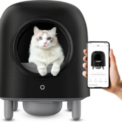 Petree Cube – Zelfreinigende Kattenbak – Automatisch – Bedienen Via De App – Katten – Anti-geur – 60 X 52 X 64 Cm – Zwart