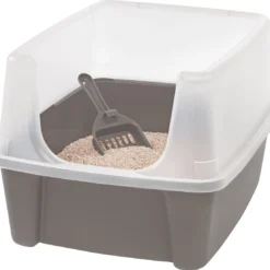 Iris Ohyama Kattenbak Open CLH-12 – Kunststof – Taupe/Wit – Met Schepje