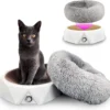 S.HE Kattenmeubel, Modern 2-in-1 Multifunctioneel Kattenbed + Krabplank [ Om Te Slapen, Krabben En Te Spelen] Kattenbank Bestaande Uit Krabmeubels + Donutkussen, Kleur Wit