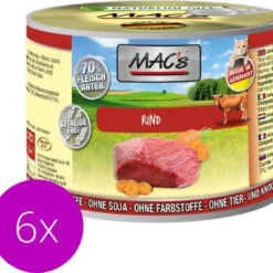 MAC’s Kattenvoer Natvoer Blik 70 % Rundvlees 6 X 200g
