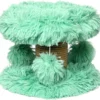 Topmast Krabpaal Fluffy Lycia – Groen – 25 X 25 X 20 Cm – Made In EU – Krabpaal Voor Kittens – Met Kattenspeeltjes – Sterk Sisal Touw – Mini Krabpaal