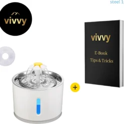 Drinkfontein Kat – Waterfontein Kat Met LED Verlichting – Drinkfontein Kat Keramiek – 100% Tevredenheidsgarantie – 2.4L