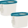 Kunststof Kattenbak Met Deksel, Schep En Deksel, B52 X T37, 5 X H36, 5 Cm, Set Van 2, BPA-vrij, TECL-20, Petrol / Wit